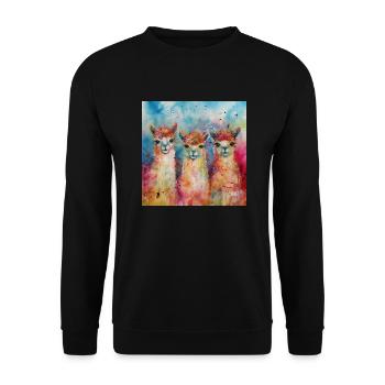 Modern & Colourful Alpaca Wall Art by Bodhi - Unisex Sweatshirt - black - Front - Alina (178cm) & Michal (187cm)
