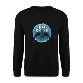 Lebensbaum Meditation Yoga Baum des Lebens - Unisex Pullover - Schwarz - Vorne - Alina (178cm) & Michal (187cm)