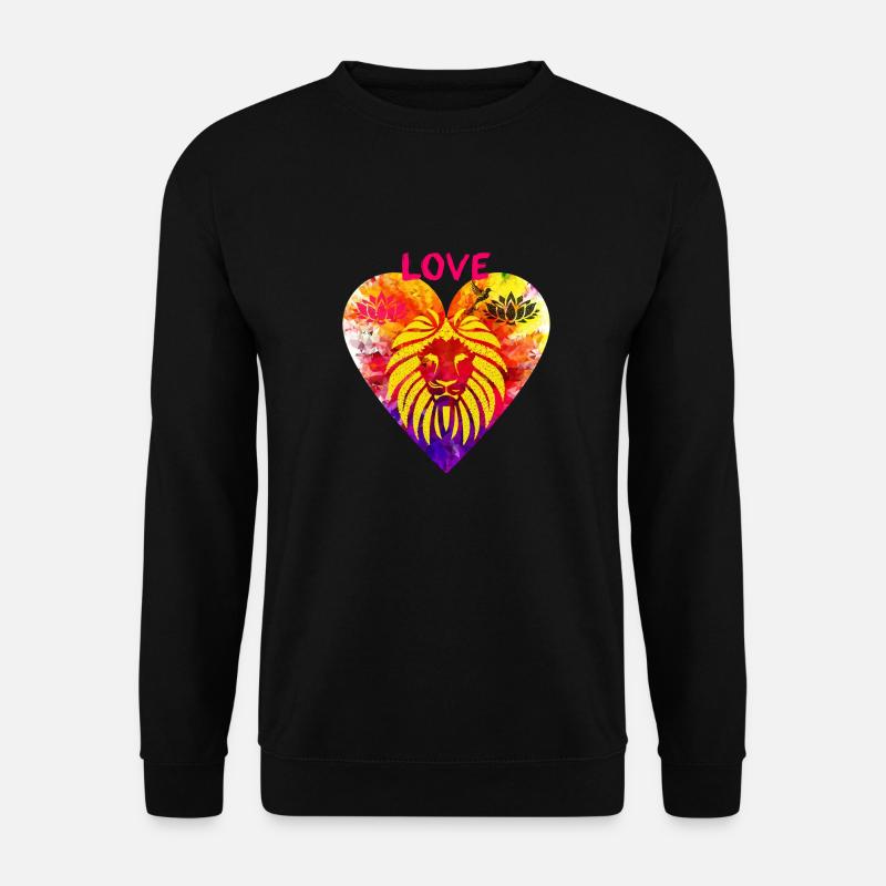 Herz mit Löwe - Unisex Pullover - Schwarz