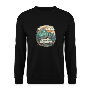 Natur Abenteuer Wandern Camping Design - Unisex Pullover - Schwarz - Vorne - Alina (178cm) & Michal (187cm)