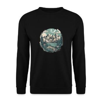 Natur Abenteuer Wandern Camping Design - Unisex Pullover - Schwarz - Vorne - Alina (178cm) & Michal (187cm)