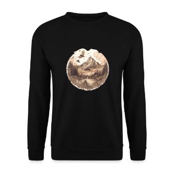 Natur Abenteuer Wandern Camping Design - Unisex Pullover - Schwarz - Vorne - Alina (178cm) & Michal (187cm)