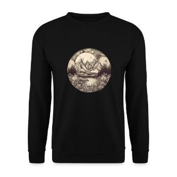 Natur Abenteuer Wandern Camping Design - Unisex Pullover - Schwarz - Vorne - Alina (178cm) & Michal (187cm)