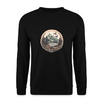Natur Abenteuer Wandern Camping Design - Unisex Pullover - Schwarz - Vorne - Alina (178cm) & Michal (187cm)