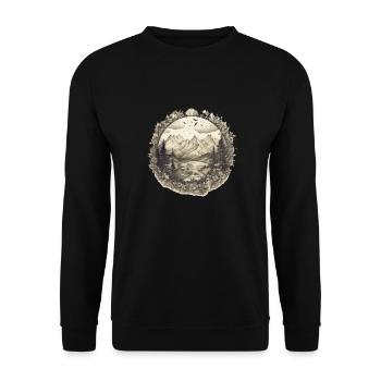Natur Abenteuer Wandern Camping Design - Unisex Pullover - Schwarz - Vorne - Alina (178cm) & Michal (187cm)