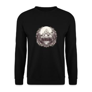 Natur Abenteuer Wandern Camping Design - Unisex Pullover - Schwarz - Vorne - Alina (178cm) & Michal (187cm)
