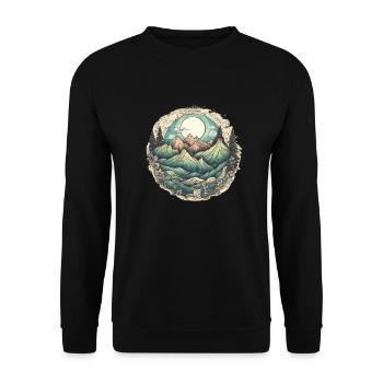 Natur Abenteuer Wandern Camping Design - Unisex Pullover - Schwarz - Vorne - Alina (178cm) & Michal (187cm)