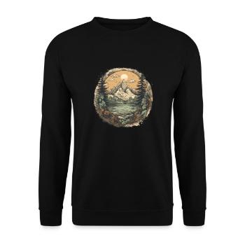 Natur Abenteuer Wandern Camping Design - Unisex Pullover - Schwarz - Vorne - Alina (178cm) & Michal (187cm)