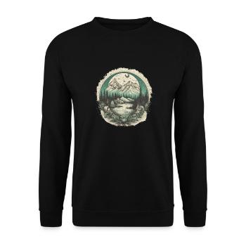 Natur Abenteuer Wandern Camping Design - Unisex Pullover - Schwarz - Vorne - Alina (178cm) & Michal (187cm)