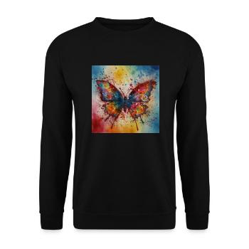 Colourful Butterfy Art - Unisex Sweatshirt - black - Front - Alina (178cm) & Michal (187cm)