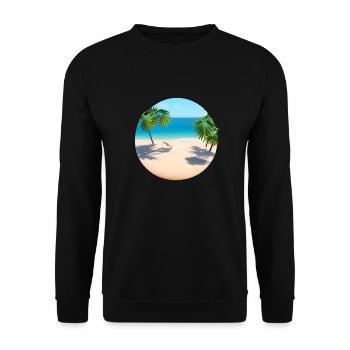 Sommerurlaube Strand Palmen Insel Sonne Palm - Unisex Pullover - Schwarz - Vorne - Alina (178cm) & Michal (187cm)
