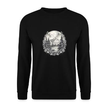Natur Abenteuer Wandern Camping Design - Unisex Pullover - Schwarz - Vorne - Alina (178cm) & Michal (187cm)