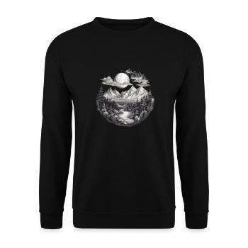 Natur Abenteuer Wandern Camping Design - Unisex Pullover - Schwarz - Vorne - Alina (178cm) & Michal (187cm)