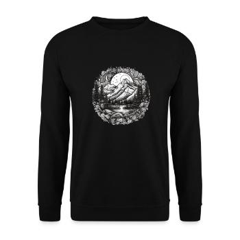 Natur Abenteuer Wandern Camping Design - Unisex Pullover - Schwarz - Vorne - Alina (178cm) & Michal (187cm)