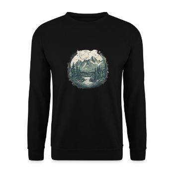 Natur Abenteuer Wandern Camping Design - Unisex Pullover - Schwarz - Vorne - Alina (178cm) & Michal (187cm)