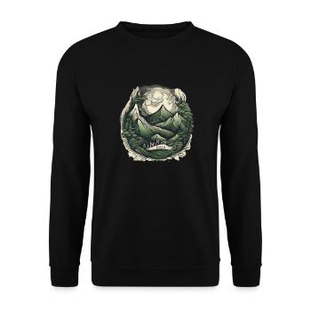 Natur Abenteuer Wandern Camping Design - Unisex Pullover - Schwarz - Vorne - Alina (178cm) & Michal (187cm)