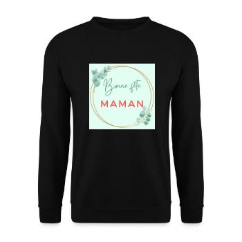 FÊTE DES MÈRES. BONNE FÊTE MAMAN. MAMAN. FÊTE - Sweat-shirt Unisexe - noir - Devant - Alina (178cm) & Michal (187cm)