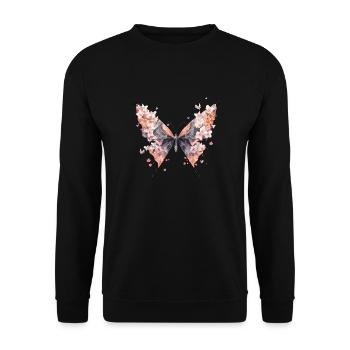 Origami Schmetterling Japanische Kunst - Unisex Pullover - Schwarz - Vorne - Alina (178cm) & Michal (187cm)