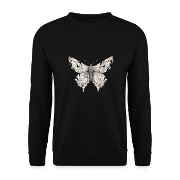 Origami Schmetterling Japanische Kunst - Unisex Pullover - Schwarz - Vorne - Alina (178cm) & Michal (187cm)