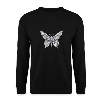 Origami Schmetterling Japanische Kunst - Unisex Pullover - Schwarz - Vorne - Alina (178cm) & Michal (187cm)