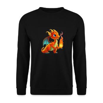 Flaming Friend: Cute Cartoon Dragon - Unisex Sweatshirt - black - Front - Alina (178cm) & Michal (187cm)