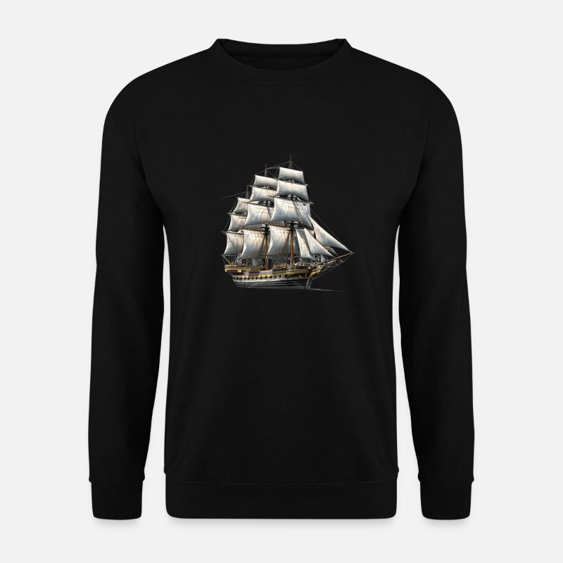 Maritimes Meisterwerk: Das majestätische Segelschi - Unisex Pullover - Schwarz