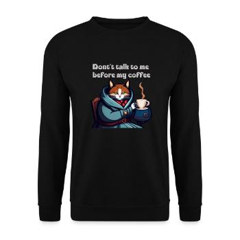 Drôle de chat et de café - Sweat-shirt Unisexe - noir - Devant - Alina (178cm) & Michal (187cm)