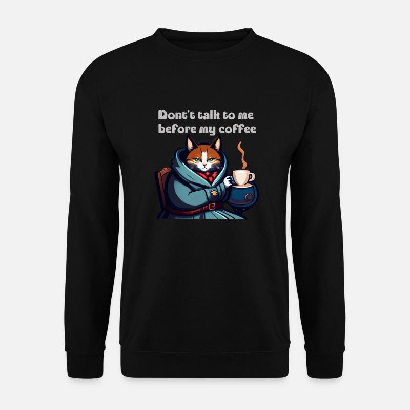 Lustige Katze und Kaffee - Unisex Pullover - Schwarz