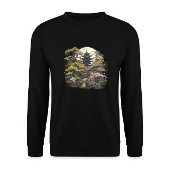 Bonsai - Japanischer Garten - Unisex Pullover - Schwarz - Vorne - Alina (178cm) & Michal (187cm)
