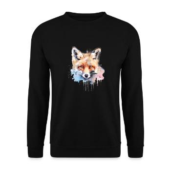 Fox Wild Animal Chemise de sommeil Aquarelle - Sweat-shirt Unisexe - noir - Devant - Alina (178cm) & Michal (187cm)