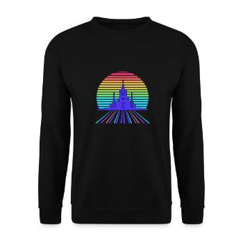 Retro-futuristic cityscape - Unisex Sweatshirt - black - Front - Alina (178cm) & Michal (187cm)