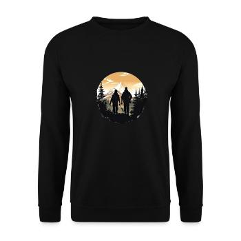 Hiking Mountains Trees Alps - Unisex Sweatshirt - black - Front - Alina (178cm) & Michal (187cm)