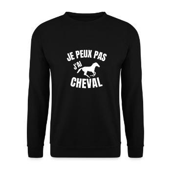 JE PEUX PAS J AI CHEVAL - Sweat-shirt Unisexe - noir - Devant - Alina (178cm) & Michal (187cm)