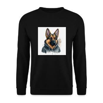 Berger allemand à capuche - Sweat-shirt Unisexe - noir - Devant - Alina (178cm) & Michal (187cm)