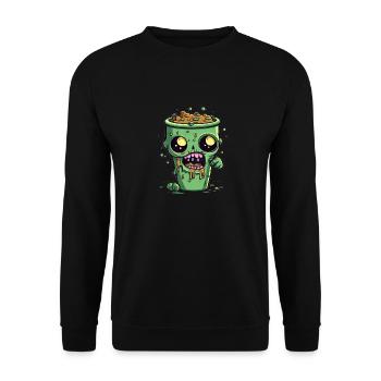Halloween coffee mug - creepy coffee mug - Unisex Sweatshirt - black - Front - Alina (178cm) & Michal (187cm)