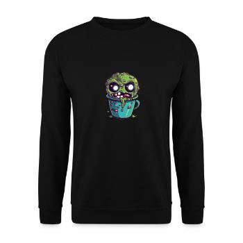 Halloween coffee mug - creepy coffee mug - Unisex Sweatshirt - black - Front - Alina (178cm) & Michal (187cm)