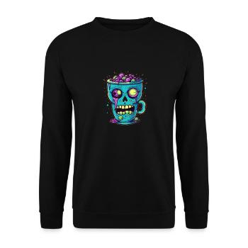 Halloween coffee mug - creepy coffee mug - Unisex Sweatshirt - black - Front - Alina (178cm) & Michal (187cm)