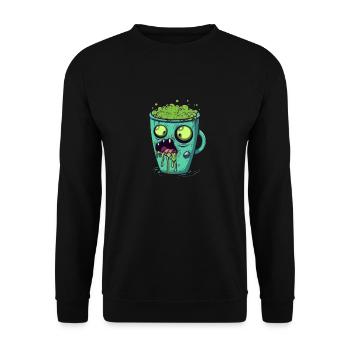 Halloween coffee mug - creepy coffee mug - Unisex Sweatshirt - black - Front - Alina (178cm) & Michal (187cm)