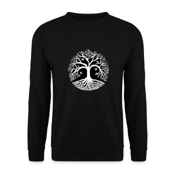 Meditation Lebensbaum Baum des Lebens Yoga - Unisex Pullover - Schwarz - Vorne - Alina (178cm) & Michal (187cm)