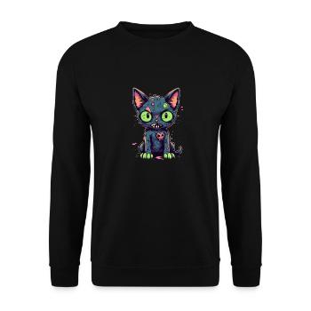 Halloween Zombie Katze - Niedliche gruselige Katze - Unisex Pullover - Schwarz - Vorne - Alina (178cm) & Michal (187cm)