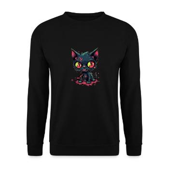 Halloween Zombie Katze - Niedliche gruselige Katze - Unisex Pullover - Schwarz - Vorne - Alina (178cm) & Michal (187cm)