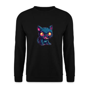 Halloween Zombie Katze - Niedliche gruselige Katze - Unisex Pullover - Schwarz - Vorne - Alina (178cm) & Michal (187cm)