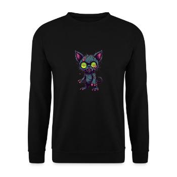 Halloween Zombie Katze - Niedliche gruselige Katze - Unisex Pullover - Schwarz - Vorne - Alina (178cm) & Michal (187cm)