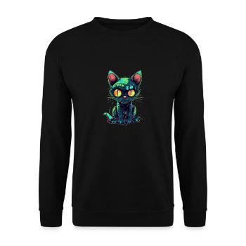 Chat zombie d’Halloween - Chat effrayant mignon - Sweat-shirt Unisexe - noir - Devant - Alina (178cm) & Michal (187cm)