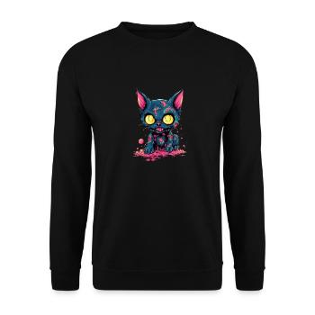Halloween Zombie Katze - Niedliche gruselige Katze - Unisex Pullover - Schwarz - Vorne - Alina (178cm) & Michal (187cm)