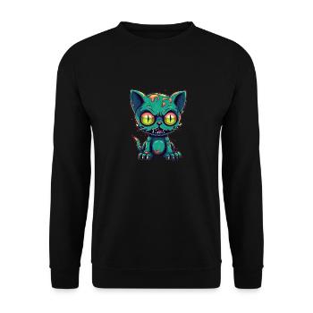 Halloween Zombie Katze - Niedliche gruselige Katze - Unisex Pullover - Schwarz - Vorne - Alina (178cm) & Michal (187cm)