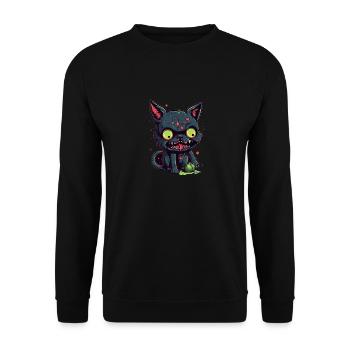 Halloween Zombie Katze - Niedliche gruselige Katze - Unisex Pullover - Schwarz - Vorne - Alina (178cm) & Michal (187cm)