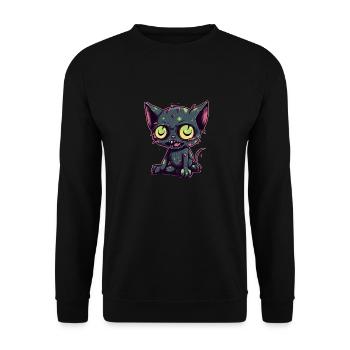 Halloween Zombie Katze - Niedliche gruselige Katze - Unisex Pullover - Schwarz - Vorne - Alina (178cm) & Michal (187cm)