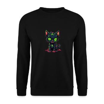 Halloween Zombie Katze - Niedliche gruselige Katze - Unisex Pullover - Schwarz - Vorne - Alina (178cm) & Michal (187cm)