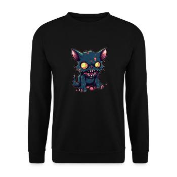 Halloween Zombie Katze - Niedliche gruselige Katze - Unisex Pullover - Schwarz - Vorne - Alina (178cm) & Michal (187cm)